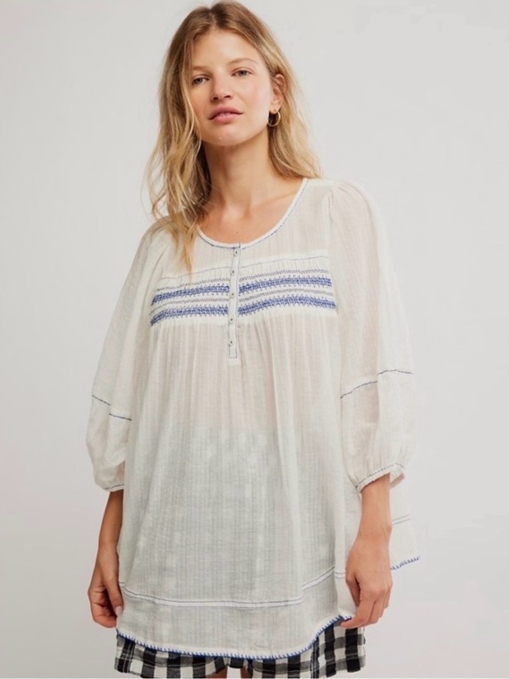 NWT Free people • $148 USD
Dylan smocked Tunic top
